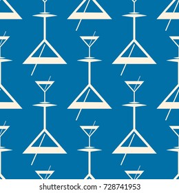 Seamless pattern background with alcohol cocktail drinks of martini, margarita, tequila or vodka.