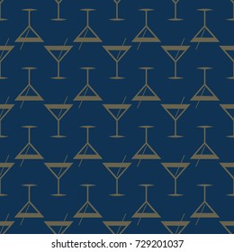 Seamless pattern background with alcohol cocktail drinks of martini, margarita, tequila or vodka.