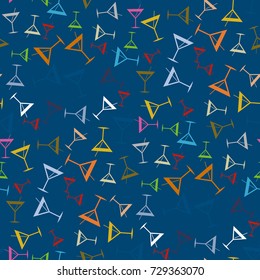 Seamless pattern background with alcohol cocktail drinks of martini, margarita, tequila or vodka.