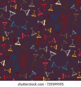 Seamless pattern background with alcohol cocktail drinks of martini, margarita, tequila or vodka.