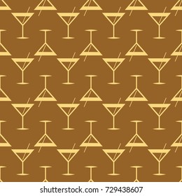 Seamless pattern background with alcohol cocktail drinks of martini, margarita, tequila or vodka.
