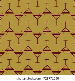 Seamless pattern background with alcohol cocktail drinks of martini, margarita, tequila or vodka.