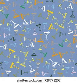 Seamless pattern background with alcohol cocktail drinks of martini, margarita, tequila or vodka.