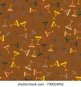 Seamless pattern background with alcohol cocktail drinks of martini, margarita, tequila or vodka.