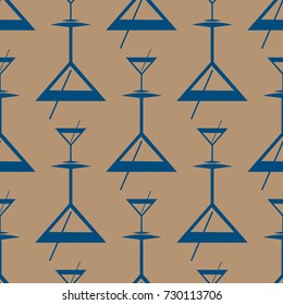 Seamless pattern background with alcohol cocktail drinks of martini, margarita, tequila or vodka.