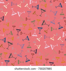 Seamless pattern background with alcohol cocktail drinks of martini, margarita, tequila or vodka.