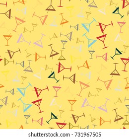 Seamless pattern background with alcohol cocktail drinks of martini, margarita, tequila or vodka.