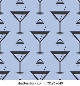 Seamless pattern background with alcohol cocktail drinks of martini, margarita, tequila or vodka.