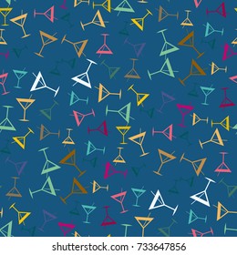 Seamless pattern background with alcohol cocktail drinks of martini, margarita, tequila or vodka.