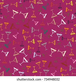 Seamless pattern background with alcohol cocktail drinks of martini, margarita, tequila or vodka.