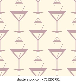 Seamless pattern background with alcohol cocktail drinks of martini, margarita, tequila or vodka.