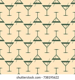 Seamless pattern background with alcohol cocktail drinks of martini, margarita, tequila or vodka.