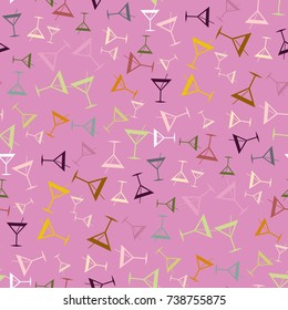 Seamless pattern background with alcohol cocktail drinks of martini, margarita, tequila or vodka.