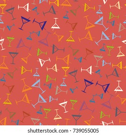 Seamless pattern background with alcohol cocktail drinks of martini, margarita, tequila or vodka.