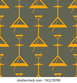 Seamless pattern background with alcohol cocktail drinks of martini, margarita, tequila or vodka.