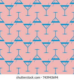 Seamless pattern background with alcohol cocktail drinks of martini, margarita, tequila or vodka.