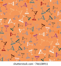 Seamless pattern background with alcohol cocktail drinks of martini, margarita, tequila or vodka.