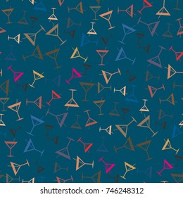 Seamless pattern background with alcohol cocktail drinks of martini, margarita, tequila or vodka.