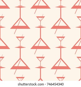 Seamless pattern background with alcohol cocktail drinks of martini, margarita, tequila or vodka.