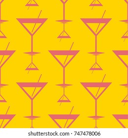 Seamless pattern background with alcohol cocktail drinks of martini, margarita, tequila or vodka.