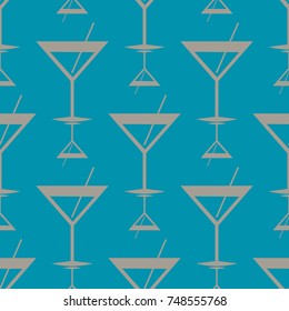 Seamless pattern background with alcohol cocktail drinks of martini, margarita, tequila or vodka.
