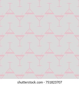Seamless pattern background with alcohol cocktail drinks of martini, margarita, tequila or vodka.