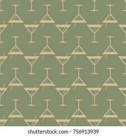 Seamless pattern background with alcohol cocktail drinks of martini, margarita, tequila or vodka.
