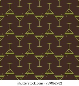 Seamless pattern background with alcohol cocktail drinks of martini, margarita, tequila or vodka.