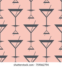Seamless pattern background with alcohol cocktail drinks of martini, margarita, tequila or vodka.