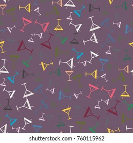 Seamless pattern background with alcohol cocktail drinks of martini, margarita, tequila or vodka.