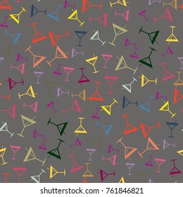 Seamless pattern background with alcohol cocktail drinks of martini, margarita, tequila or vodka.