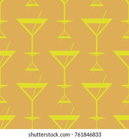 Seamless pattern background with alcohol cocktail drinks of martini, margarita, tequila or vodka.