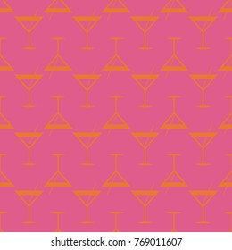 Seamless pattern background with alcohol cocktail drinks of martini, margarita, tequila or vodka.