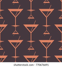 Seamless pattern background with alcohol cocktail drinks of martini, margarita, tequila or vodka.