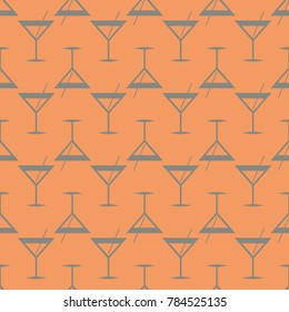 Seamless pattern background with alcohol cocktail drinks of martini, margarita, tequila or vodka.