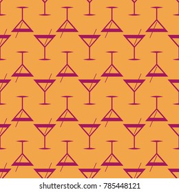 Seamless pattern background with alcohol cocktail drinks of martini, margarita, tequila or vodka.