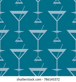 Seamless pattern background with alcohol cocktail drinks of martini, margarita, tequila or vodka.