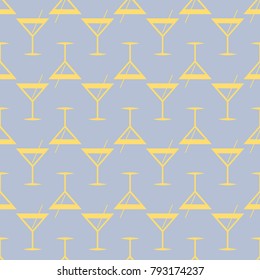 Seamless pattern background with alcohol cocktail drinks of martini, margarita, tequila or vodka.