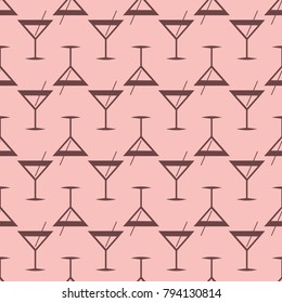 Seamless pattern background with alcohol cocktail drinks of martini, margarita, tequila or vodka.