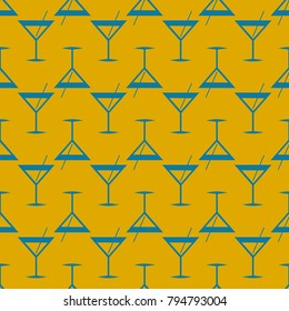 Seamless pattern background with alcohol cocktail drinks of martini, margarita, tequila or vodka.