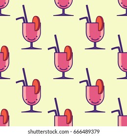 Seamless pattern background in alcoholic beverages. Alcohol vector. Colorful cocktails for a party