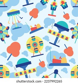 Seamless pattern background with amusement park icons Vector