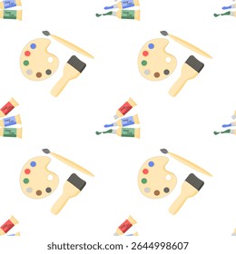 Seamless Pattern Background with Art Supplies