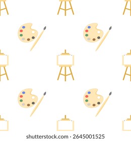 Seamless Pattern Background with Art Supplies
