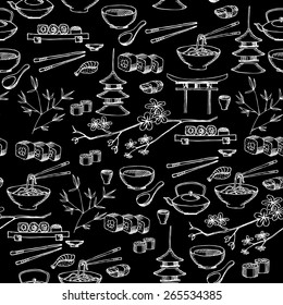 Seamless pattern background asian food.