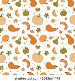 seamless pattern background with autumn leaves. Vector Template
