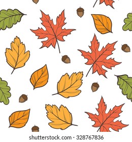 Seamless pattern background autumn leaves