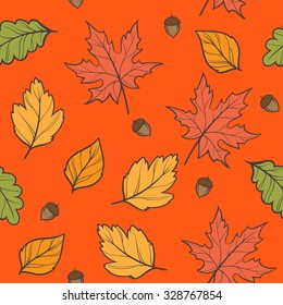 Seamless pattern background autumn leaves