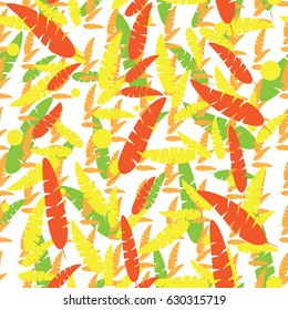Seamless pattern background with autumn leaves on white. Vector illustration.