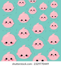 Seamless pattern background with baby emoji icons Vector